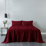 Royal Comfort Vintage Washed 100% Cotton Sheet Set Fitted Flat Sheet Pillowcases Queen Mulled Wine