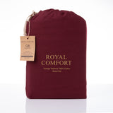 Royal Comfort Vintage Washed 100% Cotton Sheet Set Fitted Flat Sheet Pillowcases Queen Mulled Wine