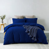 Royal Comfort Vintage Washed 100% Cotton Quilt Cover Set Bedding Ultra Soft Single Royal Blue