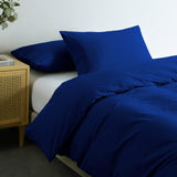 Royal Comfort Vintage Washed 100% Cotton Quilt Cover Set Bedding Ultra Soft Single Royal Blue