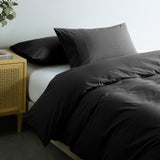 Royal Comfort Vintage Washed 100% Cotton Quilt Cover Set Bedding Ultra Soft Double Charcoal