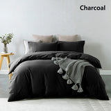 Royal Comfort Vintage Washed 100% Cotton Quilt Cover Set Bedding Ultra Soft Double Charcoal