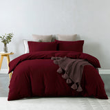 Royal Comfort Vintage Washed 100% Cotton Quilt Cover Set Bedding Ultra Soft Double Mulled Wine