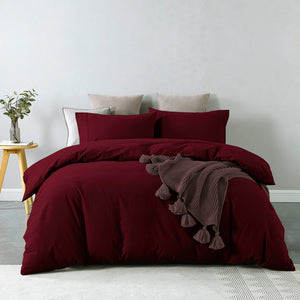 Royal Comfort Vintage Washed 100% Cotton Quilt Cover Set Bedding Ultra Soft King Mulled Wine