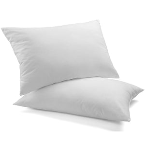 Royal Comfort Goose Down Feather Pillows 1000GSM 100% Cotton Cover - Twin Pack 50 x 75 cm White