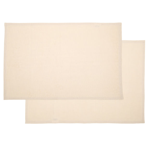 French Luxe 100% Linen Rectangular Dining Table Placemat 2 Piece Set 35x50cm 35 x 50cm Beige