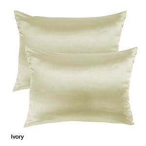 Royal Comfort Mulberry Soft Silk Hypoallergenic Pillowcase Twin Pack 51 x 76cm 51 x 76 cm Ivory