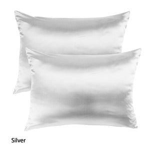 Royal Comfort Mulberry Soft Silk Hypoallergenic Pillowcase Twin Pack 51 x 76cm 51 x 76 cm Silver