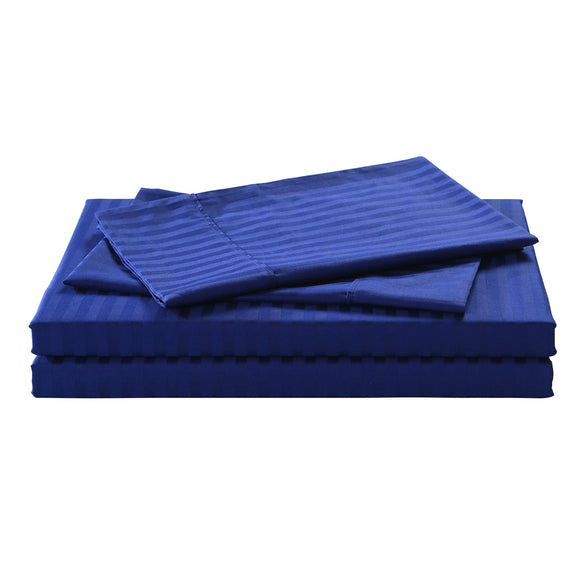 Kensington 1200 Thread Count 100% Egyptian Cotton Sheet Set Stripe Hotel Grade Double Indigo