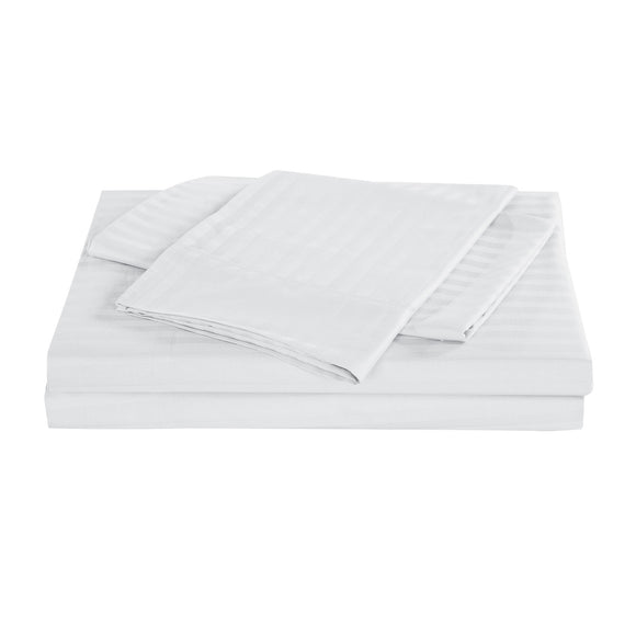 Kensington 1200 Thread Count 100% Egyptian Cotton Sheet Set Stripe Hotel Grade King White