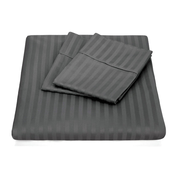 Kensington 1200 Thread Count 100% Egyptian Cotton Sheet Set Stripe Hotel Grade King Charcoal