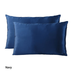 Royal Comfort Mulberry Soft Silk Hypoallergenic Pillowcase Twin Pack 51 x 76cm 51 x 76 cm Navy