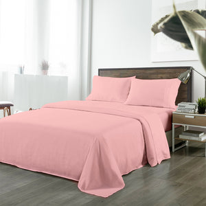 Royal Comfort Bamboo Blended Sheet & Pillowcases Set 1000TC Ultra Soft Bedding King Blush