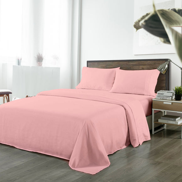 Royal Comfort Bamboo Blended Sheet & Pillowcases Set 1000TC Ultra Soft Bedding King Blush