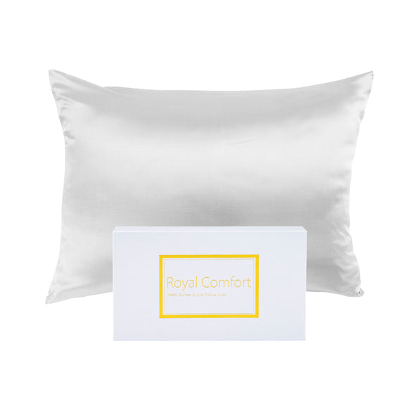 Royal Comfort Pure Silk Pillow Case 100% Mulberry Silk Hypoallergenic Pillowcase 51 x 76 cm White