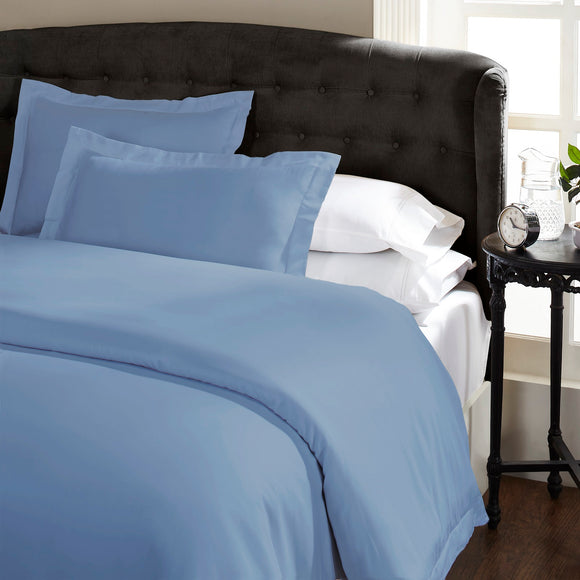 Ddecor Home 1000 Thread Count Quilt Cover Set Cotton Blend Classic Hotel Style Queen Blue Fog