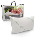 Memory Foam Pillow Bamboo Covered Ultra Soft Hypoallergenic Removable Zip Cover 56 x 36 x 10 cm White, Green