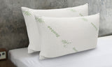 Memory Foam Pillow Bamboo Covered Ultra Soft Hypoallergenic Removable Zip Cover 56 x 36 x 10 cm White, Green