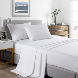 Royal Comfort 2000 Thread Count Bamboo Cooling Sheet Set Ultra Soft Bedding Double White