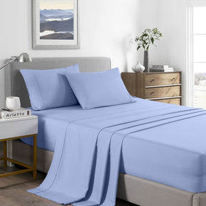 Royal Comfort 2000 Thread Count Bamboo Cooling Sheet Set Ultra Soft Bedding Single Light Blue