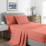 Royal Comfort 2000 Thread Count Bamboo Cooling Sheet Set Ultra Soft Bedding Single Peach