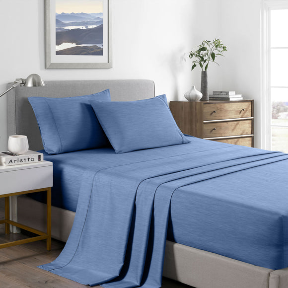 Royal Comfort 2000 Thread Count Bamboo Cooling Sheet Set Ultra Soft Bedding King Single Denim