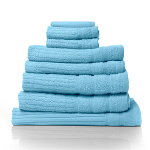 Royal Comfort Eden Egyptian Cotton 600GSM 8 Piece Luxury Bath Towels Set 8 Piece Aqua