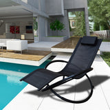 Arcadia Furniture Zero Gravity Portable Foldable Rocking Chair Recliner Lounge  Black