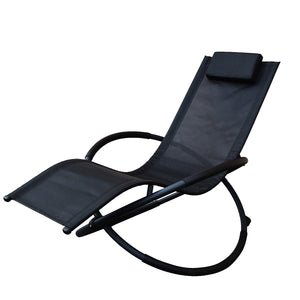 Arcadia Furniture Zero Gravity Portable Foldable Rocking Chair Recliner Lounge  Black