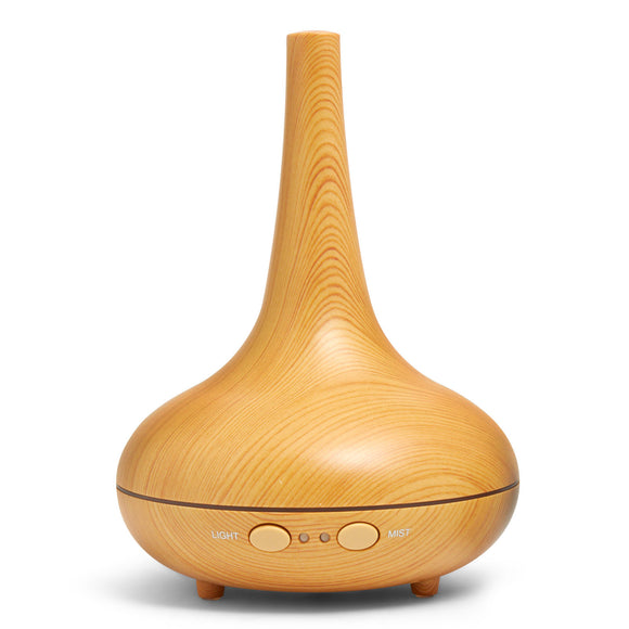 Essential Oil Diffuser Ultrasonic Humidifier Aromatherapy LED Light 200ML 3 Oils 15 x 15 x 20cm Light Wood Grain