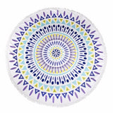 Milano Round Beach Towel with Tassels Print 140 cm 350 GSM Microfibre Blanket  Kensington