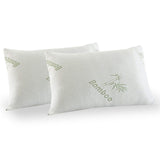 Royal Comfort Luxury Bamboo Covered Memory Foam Pillow Twin Pack Hypoallergenic 56 x 36 x 10 cm White, Green