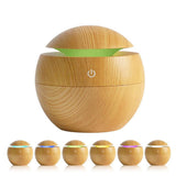 Milano Ultrasonic USB Diffuser with 10 Aroma Oils Humidifier LED Light 130ml 9.7 x 9.7 x 9.7cm Light Wood