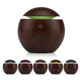 Milano Ultrasonic USB Diffuser with 10 Aroma Oils Humidifier LED Light 130ml 9.7 x 9.7 x 9.7cm Dark Wood