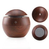 Milano Ultrasonic USB Diffuser with 10 Aroma Oils Humidifier LED Light 130ml 9.7 x 9.7 x 9.7cm Dark Wood