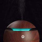 Milano Ultrasonic USB Diffuser with 10 Aroma Oils Humidifier LED Light 130ml 9.7 x 9.7 x 9.7cm Dark Wood