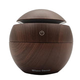 Milano Ultrasonic USB Diffuser with 10 Aroma Oils Humidifier LED Light 130ml 9.7 x 9.7 x 9.7cm Dark Wood