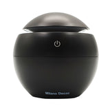 Milano Ultrasonic USB Diffuser with 10 Aroma Oils Humidifier LED Light 130ml 9.7 x 9.7 x 9.7cm Black