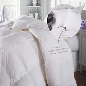 Duck Feather & Down Quilt 500GSM + Duck Feather and Down Pillows 2 Pack Combo King White