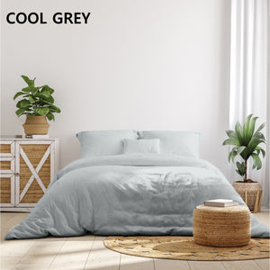 Royal Comfort 1000 Thread Count Bamboo Cotton Sheet and Quilt Cover Complete Set Queen Cool Grey