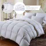 Royal Comfort 350GSM Bamboo Quilt, 2000TC Sheet Set And 2 Pack Duck Pillows Set Queen White