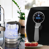 5 Litre Air Fryer Black And 1.7 Litre Kettle Blue LED Kitchen Package Deal Set  Black