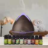 Purespa Diffuser Set With 10 Pack Diffuser Oils Humidifier Aromatherapy  Dark Wood