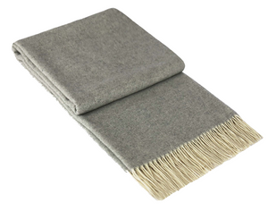 Kensington Throw - 10% Cashmere/ 90% Super Fine Merino Wool - Light Grey