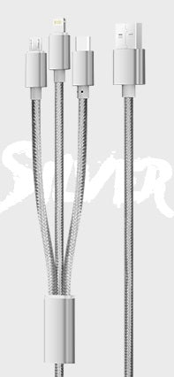 KIVEE CH061 USB to 3 IN 1 Charging Cable 1.2M Silver