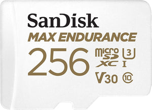 Sandisk Max Endurance Microsdxc Card SQQVR 256G (120 000 HRS) UHS-I C10 U3 V30 100MB/S R 40MB/S W SD Adaptor SDSQQVR-256G-GN6IA