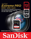 SANDISK SDSDXXY-512G-GNCIN SDXC Extreme Pro V30 4K/UHD UHS-I/U3 170MB