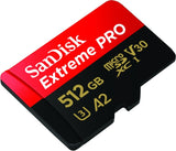 SANDISK SDSQXCZ-512G-GN6MA MICRO EXTREME PRO A2 V30 UHS-I/U3 170R/90W SDXC CARD WITH ADAPTER