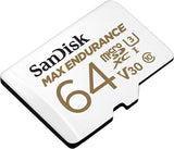 Sandisk Max Endurance Microsdxc Card SQQVR 64G (30 000 HRS) UHS-I C10 U3 V30 100MB/S R 40MB/S W SD Adaptor SDSQQVR-064G-GN6IA