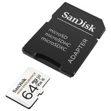 SANDISK HIGH ENDURANCE MICROSDHC CARD SQQNR 64G UHS-I C10 U3 V30 100MB/S R 40MB/S W SD ADAPTOR SDSQQNR-064G-GN6IA